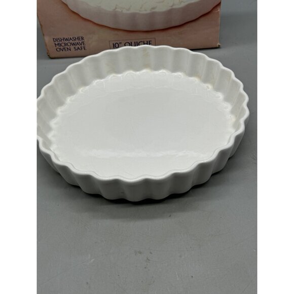 Cordon Bleu 10" Ceramic Quiche Dish White Round Bakeware ripple serveware READ - Picture 2 of 9